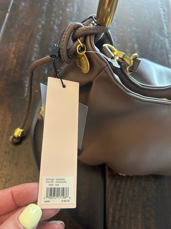 NWT BCBGeneration Chocolate Faux Leather Metal Handle Hobo
Shoulder Bag. - Picture 6 of 7